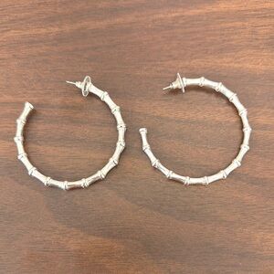 Textured Silver Open Hoop Earrings